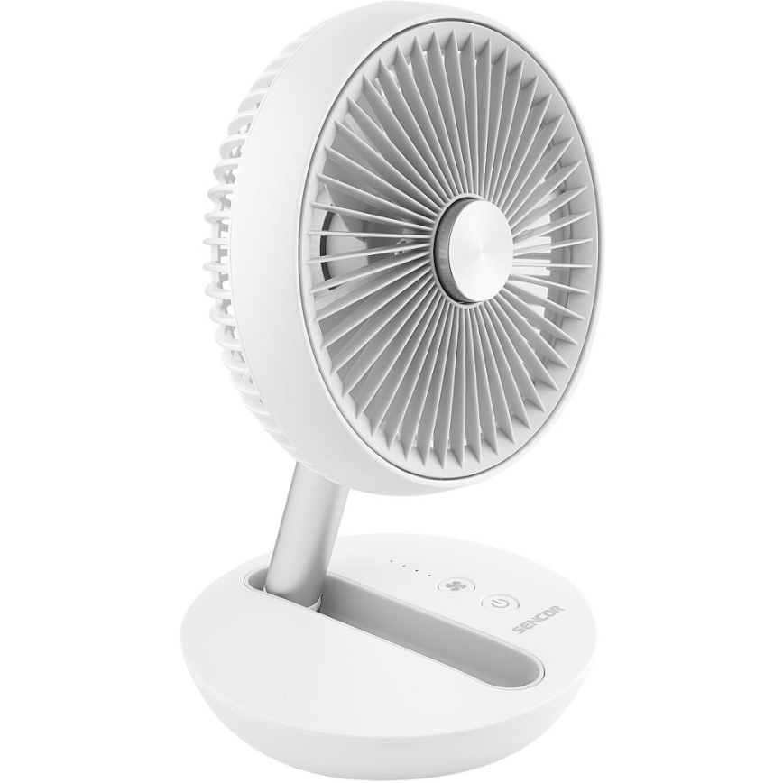 Sencor - Wiederaufladbarer Tischventilator 5W/5V 4000 mAh weiß