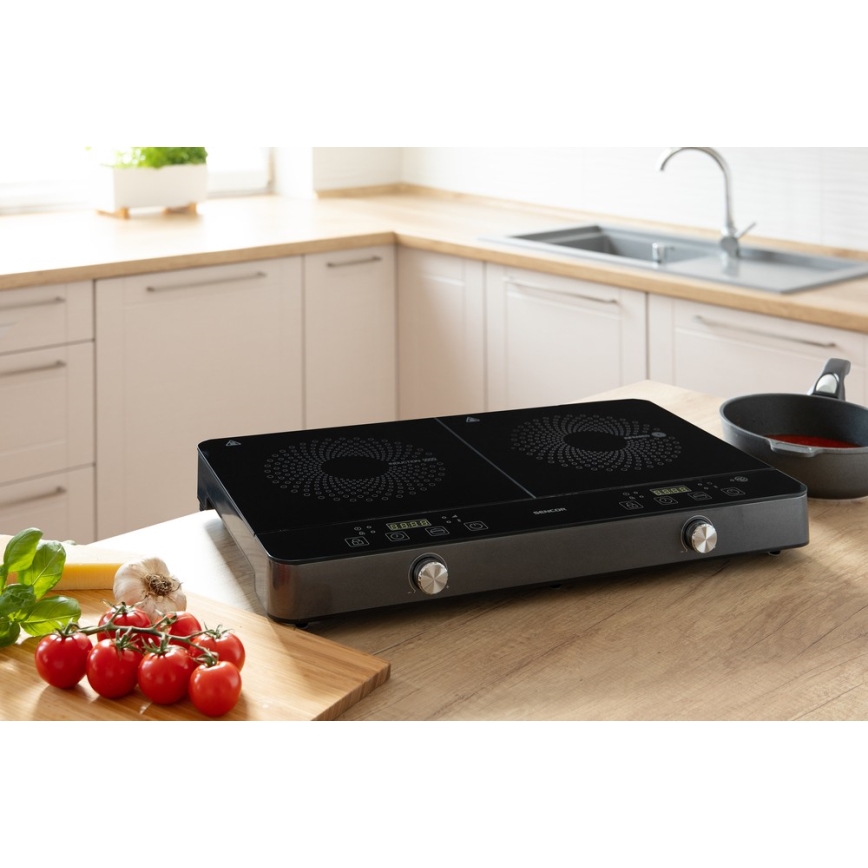 Sencor – Zwei-Zonen-Induktionsherd mit LCD-Display 3400W/230V