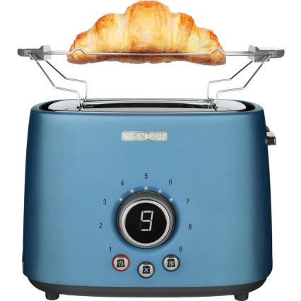 Sencor - Zweischlitz-Toaster mit Brötchenaufsatz 1000W/230V blau