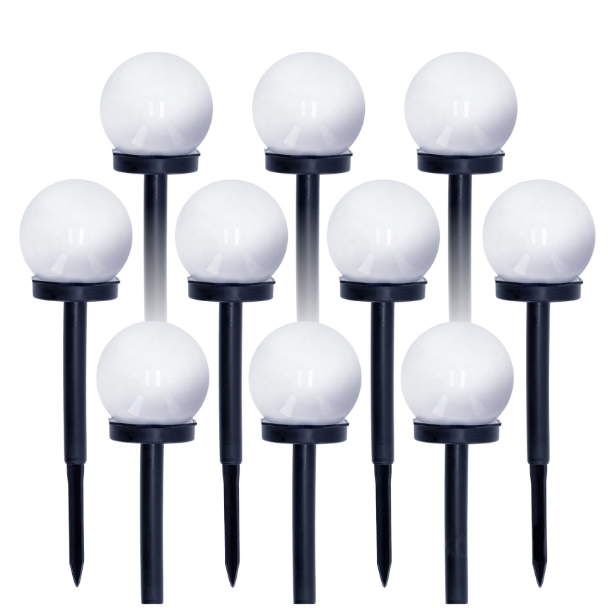 SET 10x LED-Solarleuchte LED/0,12W/1,2V 6500K IP44 40 mAh schwarz/weiß
