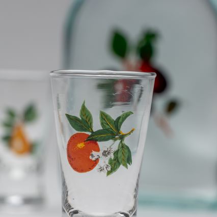 Set 1x Glasflasche und 2x Shot-Gläser klar mit Kirschenmotiv
