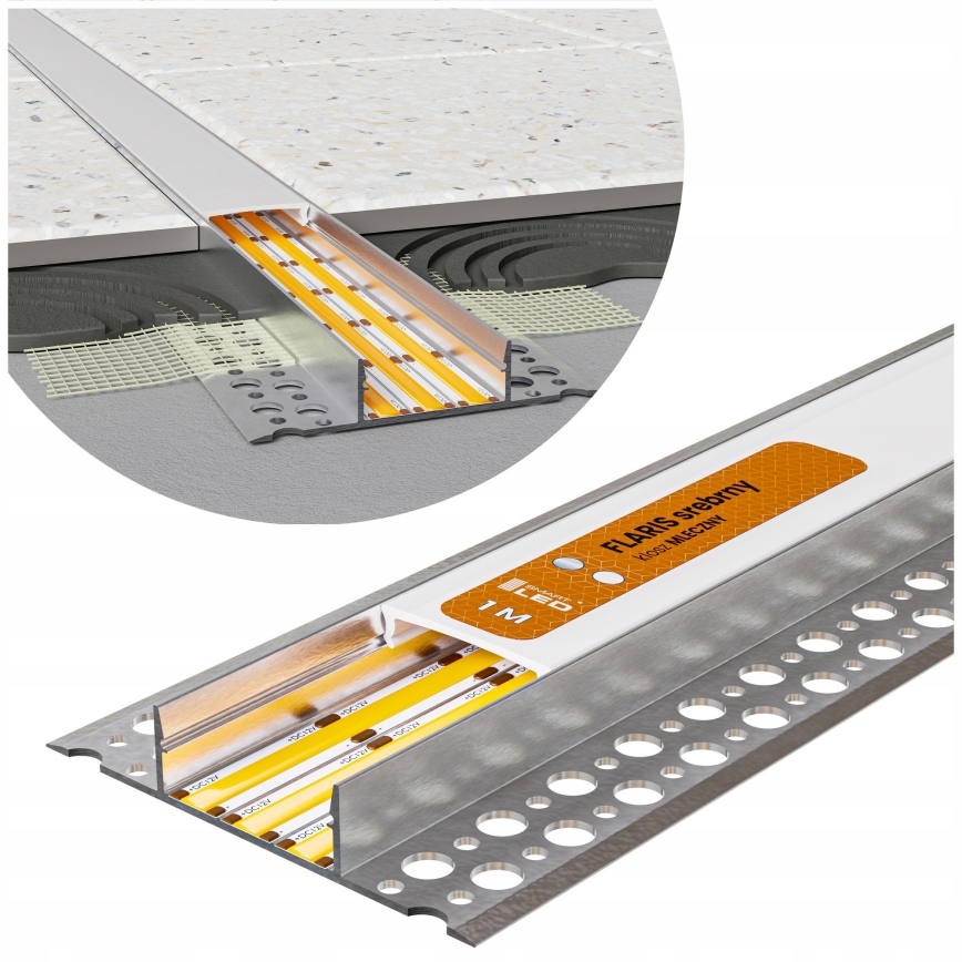 SET 1x dimmbarer LED-RGBW-Streifen DIGITAL LED/16,5W/230V 5 m + 5x Einbauprofil 1 m silber/weiß + Fernbedienung
