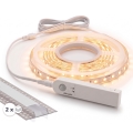 Set 1x LED-Streifen mit Bewegungssensor FLEX LED/3,6W/4xAA 2 m + 2x Einbauprofil 1 m silber/weiß