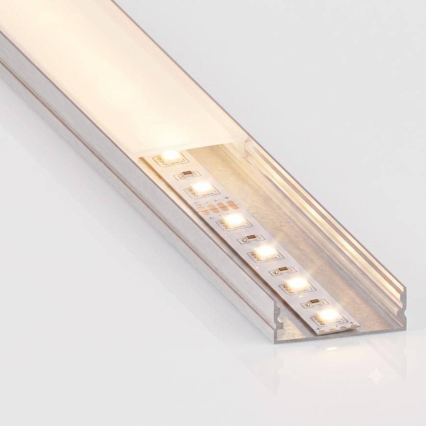 SET 1x flexibler LED-Streifen mit Bewegungssensor FLEX LED/3,6W/4xAA, 2 m + 2x Einbauprofil 1 m, silber/weiß