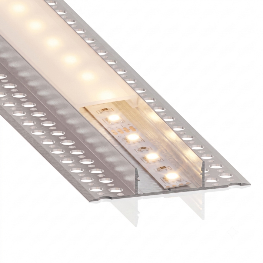 Set 1x LED-Streifen mit Bewegungssensor FLEX LED/3,6W/4xAA 2 m + 2x Einbauprofil 1 m silber/weiß
