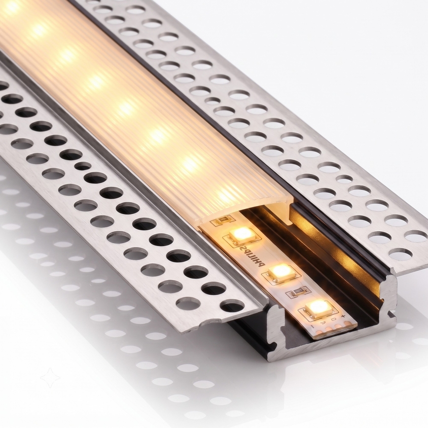 Set 1x LED-Streifen MYLIVING LIGHTSTRIP, LED 22 W / 230 V, 5 m + 5x Einbauprofil 1 m, silber/weiß