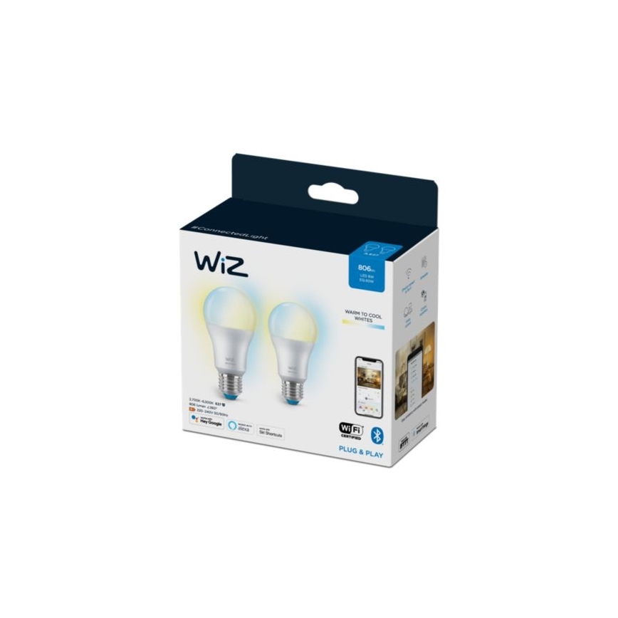 SET 2 x Dimmbare LED-Glühbirne A60 E27/8W/230V 2700-6500K CRI 90 Wi-Fi - WiZ