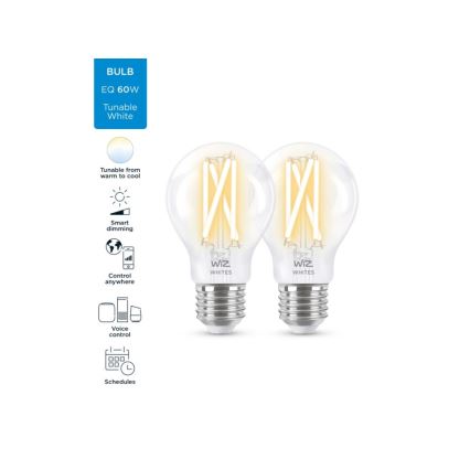 SET 2 x Dimmbare LED-Glühbirne VINTAGE FILAMENT A60 E27/6,7W/230V 2700-6500K CRI 90 Wi-Fi - WiZ