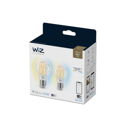 SET 2 x Dimmbare LED-Glühbirne VINTAGE FILAMENT A60 E27/6,7W/230V 2700-6500K CRI 90 Wi-Fi - WiZ