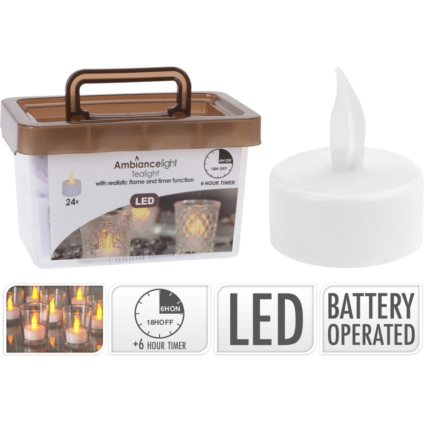 SET 24x LED-Weihnachtskerzen LED/1xCR2032 3,8 cm warmweiß