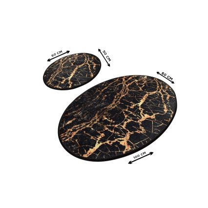 SET 2x Badematte GOLDES 60/100 cm schwarz/gold