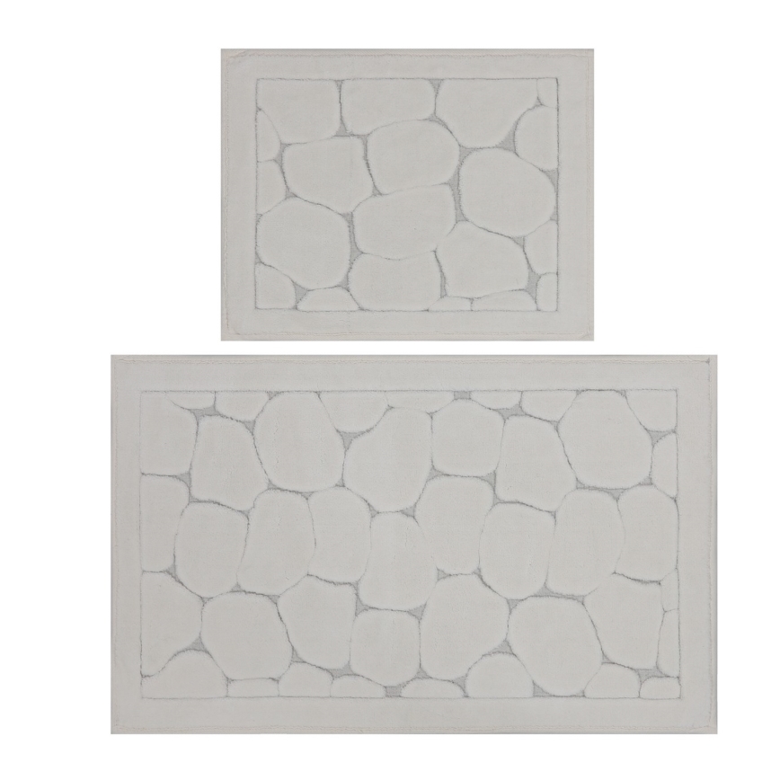 Set 2x Badematte LINO 60 x 100 cm, cremefarben