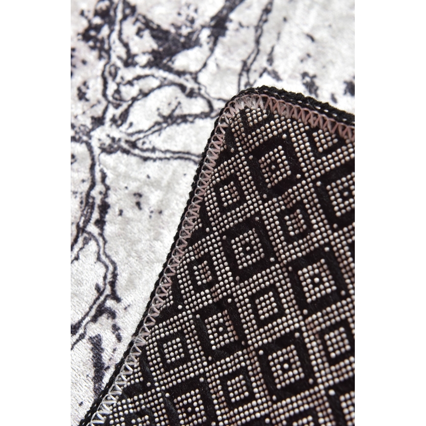 SET 2x Badezimmerteppich MARBLE 60/100 cm weiß/schwarz