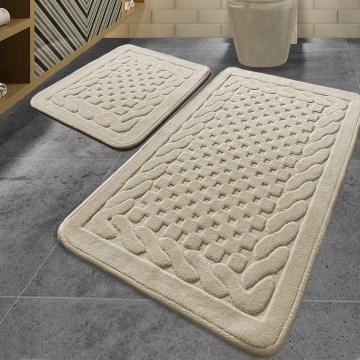 SET 2x Badezimmermatte BAMBI 60/100 cm beige