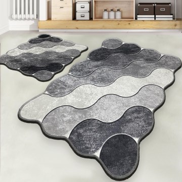 SET 2x Badezimmermatte CIRCLE 60/100 cm grau