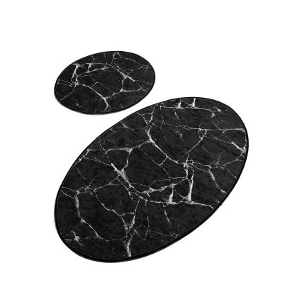SET 2x Badezimmermatte MARBLE 50x60/60x100 cm schwarz