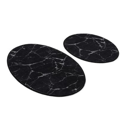 SET 2x Badezimmermatte MARBLE 50x60/60x100 cm schwarz