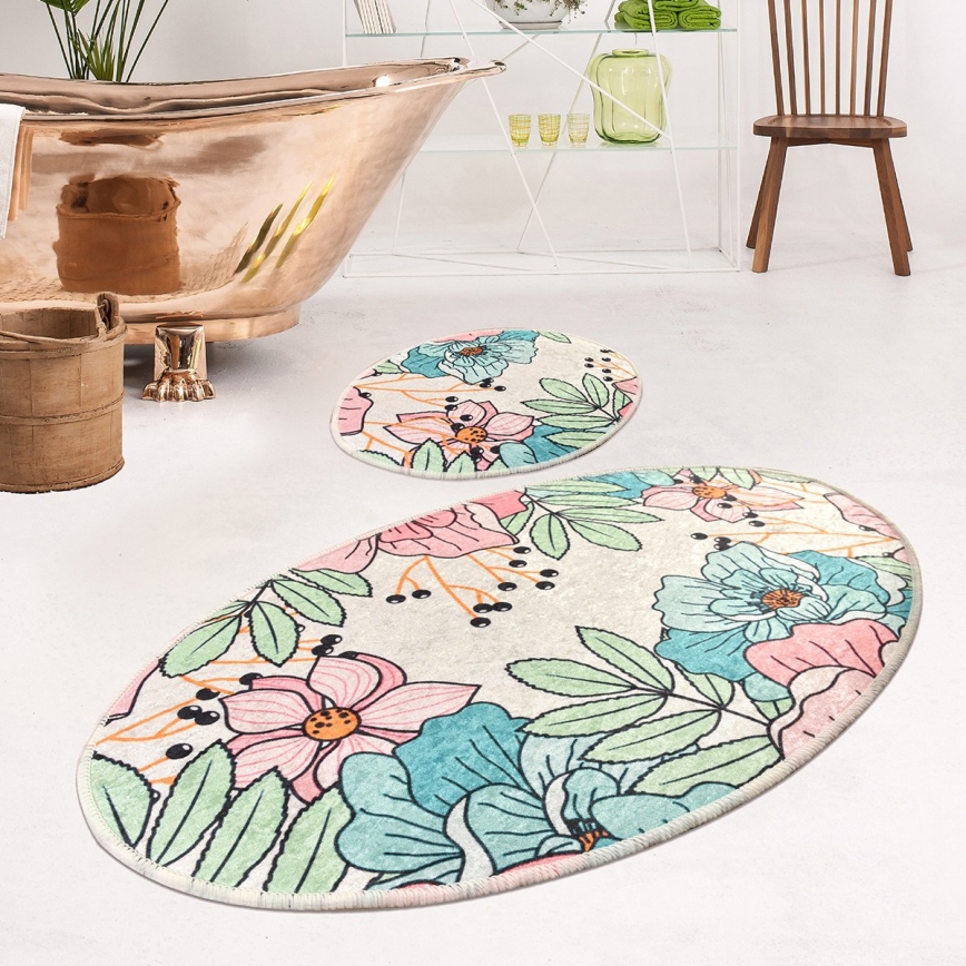 SET 2x Badezimmermatte SPRING 60/100 cm bunt
