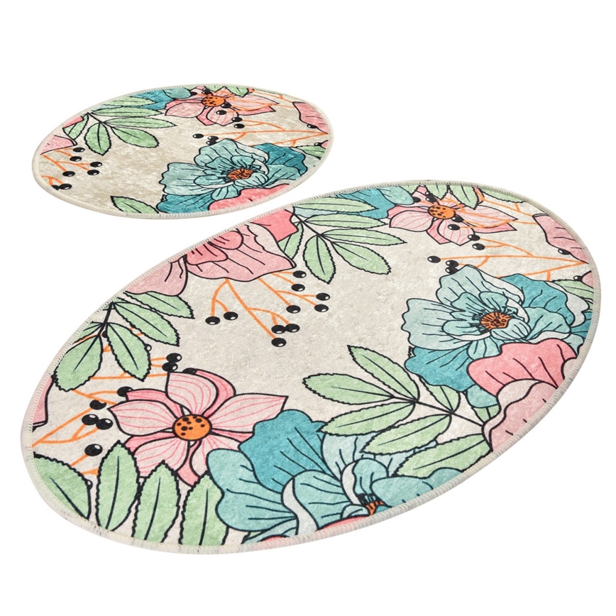 SET 2x Badezimmermatte SPRING 60/100 cm bunt