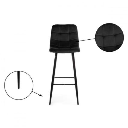 SET 2x Bar-Stuhl HOKER 105x44 cm schwarz