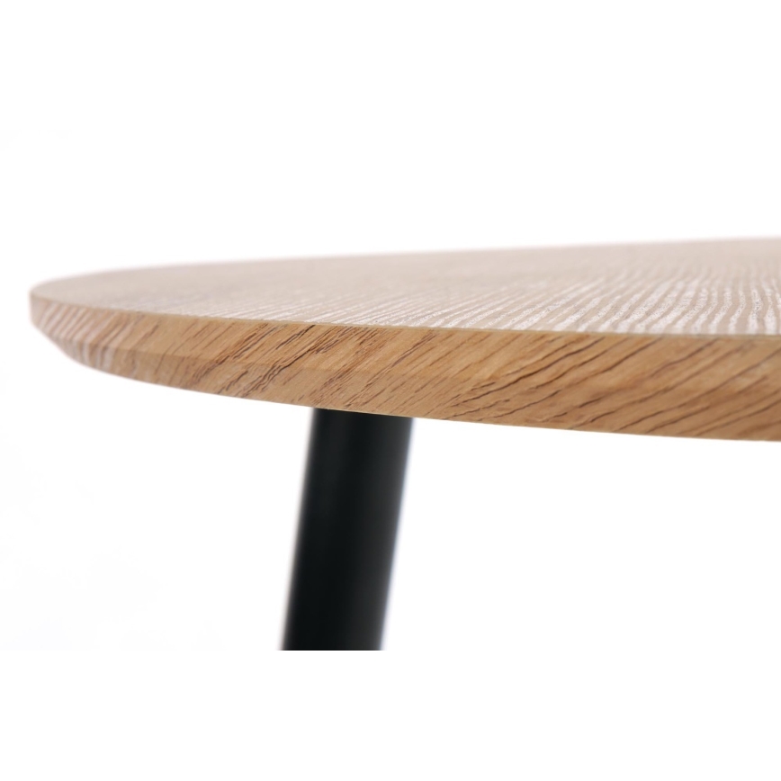 SET 2x Beistelltisch NICEA d 40/60 cm golden Eiche/schwarz