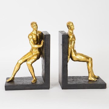 SET 2x Buchstütze golden/schwarz