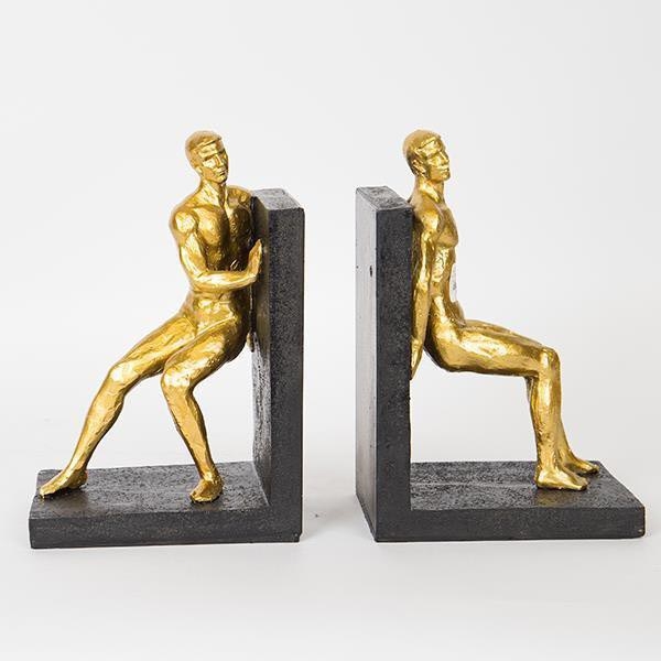 SET 2x Buchstütze golden/schwarz