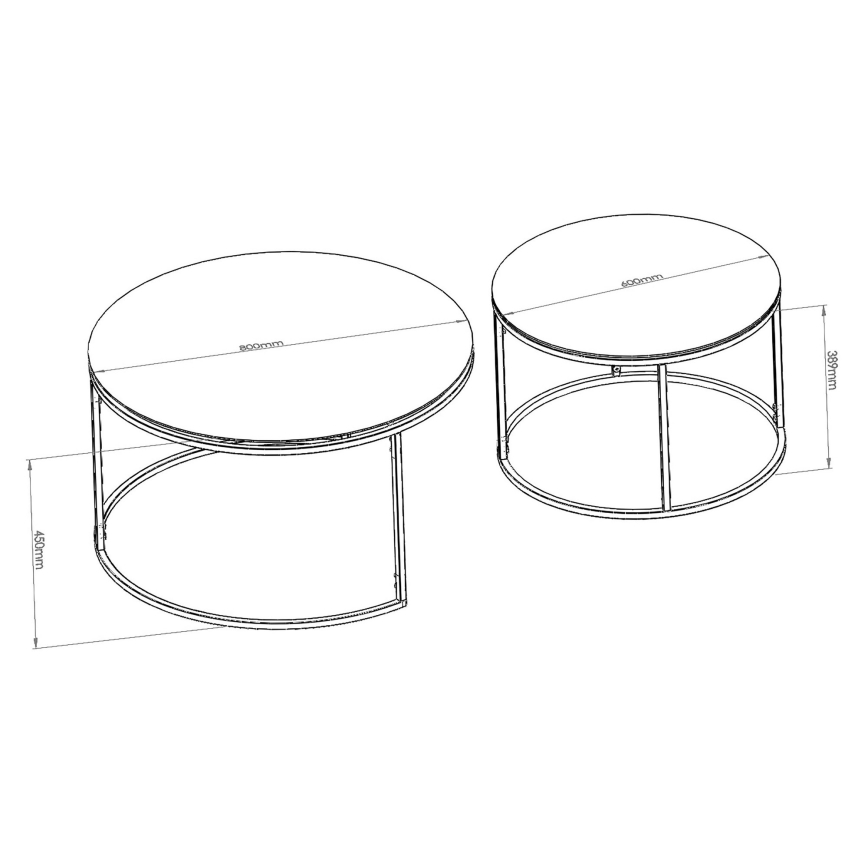 SET 2x Couchtisch BELARUS  schwarz