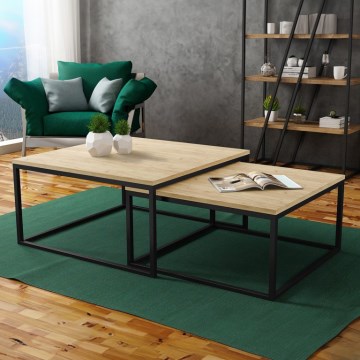 SET 2x Couchtisch DUAL golden Eiche/schwarz