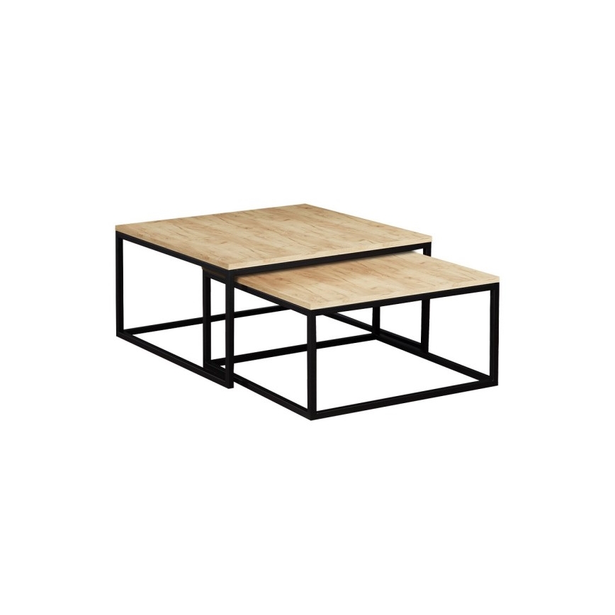 SET 2x Couchtisch DUAL golden Eiche/schwarz