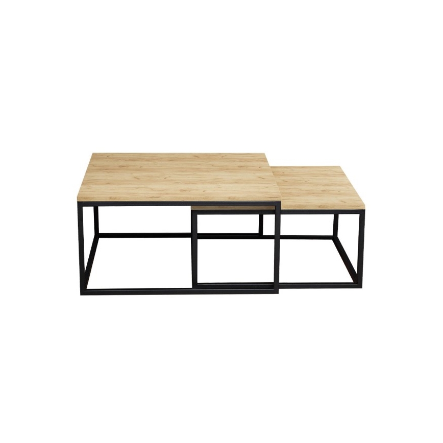 SET 2x Couchtisch DUAL golden Eiche/schwarz