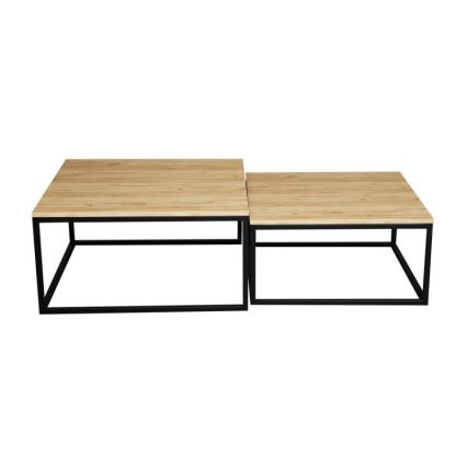 SET 2x Couchtisch DUAL golden Eiche/schwarz
