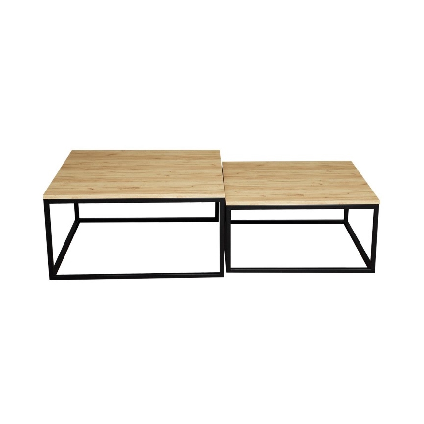 SET 2x Couchtisch DUAL golden Eiche/schwarz