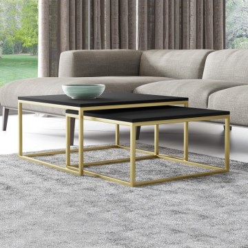 SET 2x Couchtisch DUAL schwarz/golden