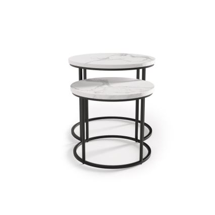 SET 2x Couchtisch OREO d 43/53 cm schwarz/Marmordekor