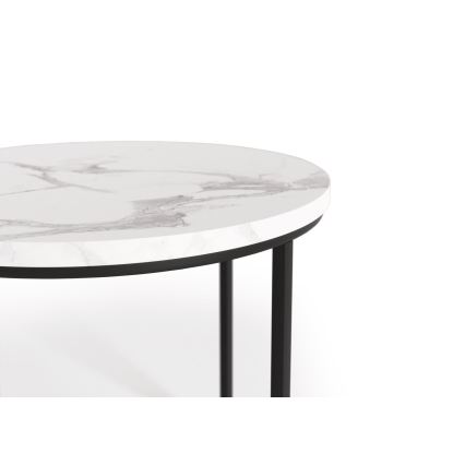 SET 2x Couchtisch OREO d 43/53 cm schwarz/Marmordekor