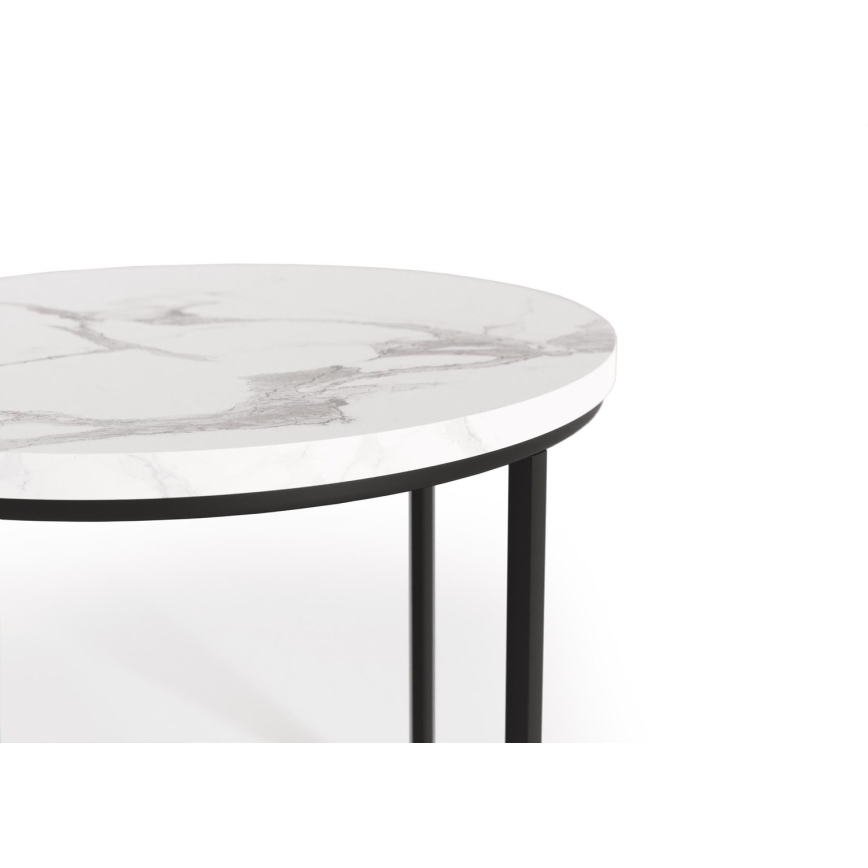 SET 2x Couchtisch OREO d 43/53 cm schwarz/Marmordekor