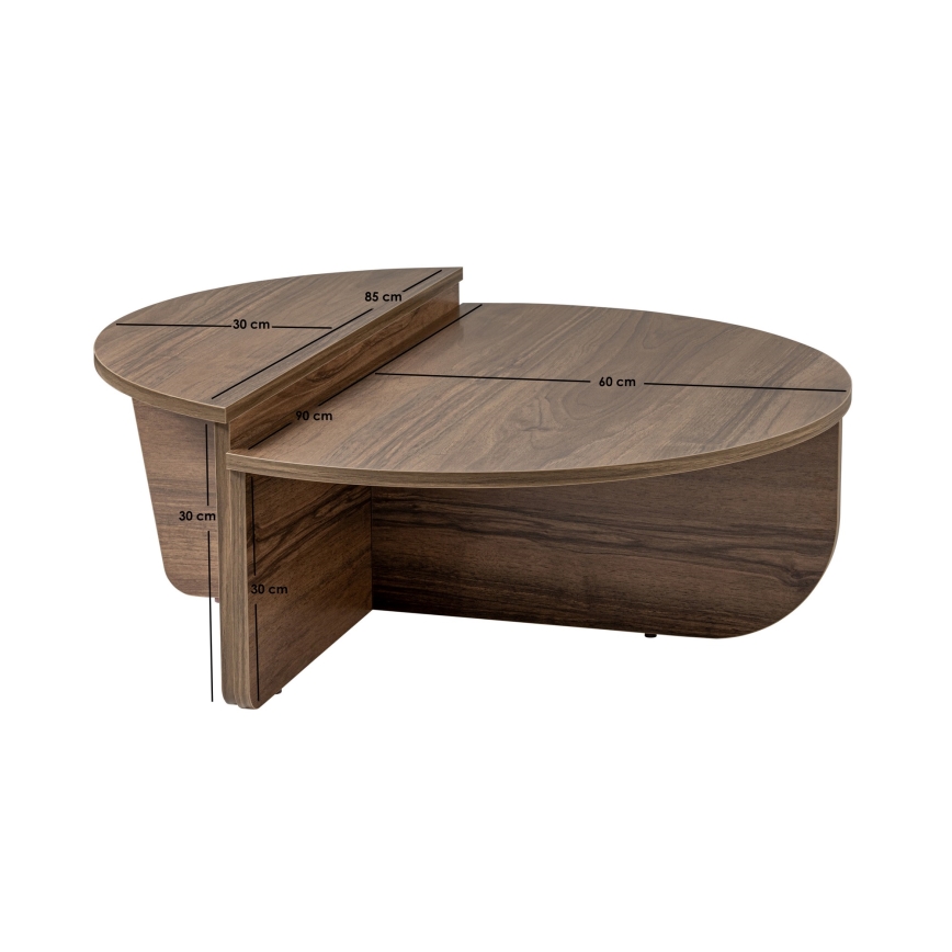 SET 2x Couchtisch ORION Walnuss