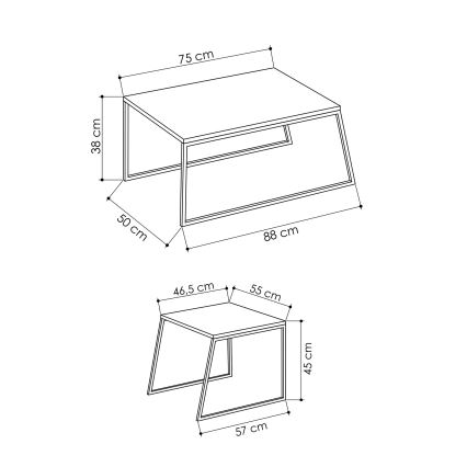 SET 2x Couchtisch PAL beige/schwarz