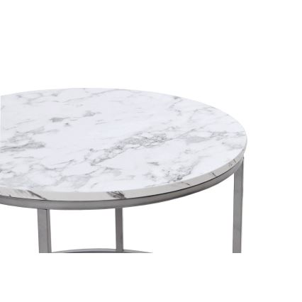 SET 2x Couchtisch PAOLA d 38/60 cm grau/Marmordekor