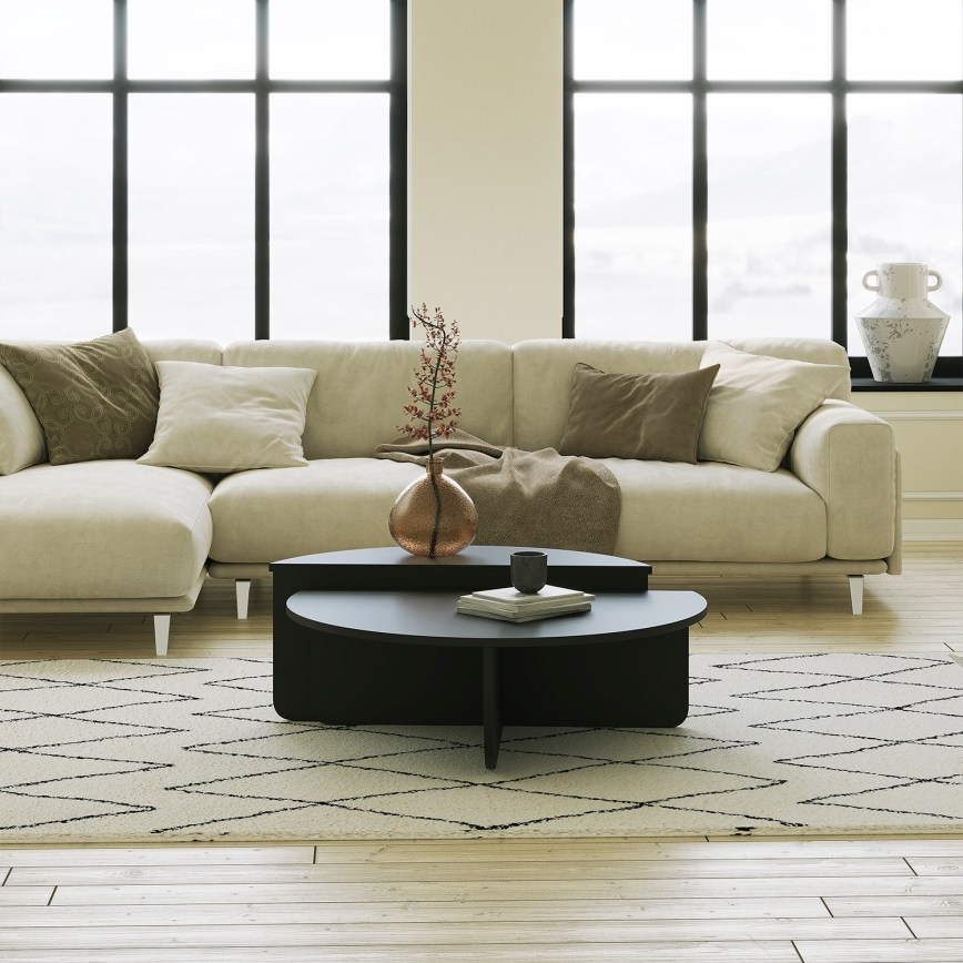 SET 2x Couchtisch PODIUM schwarz