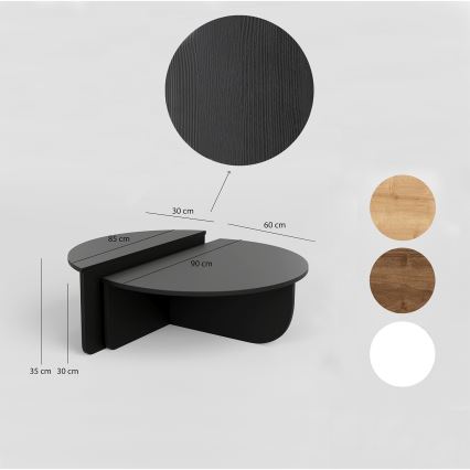 SET 2x Couchtisch PODIUM schwarz