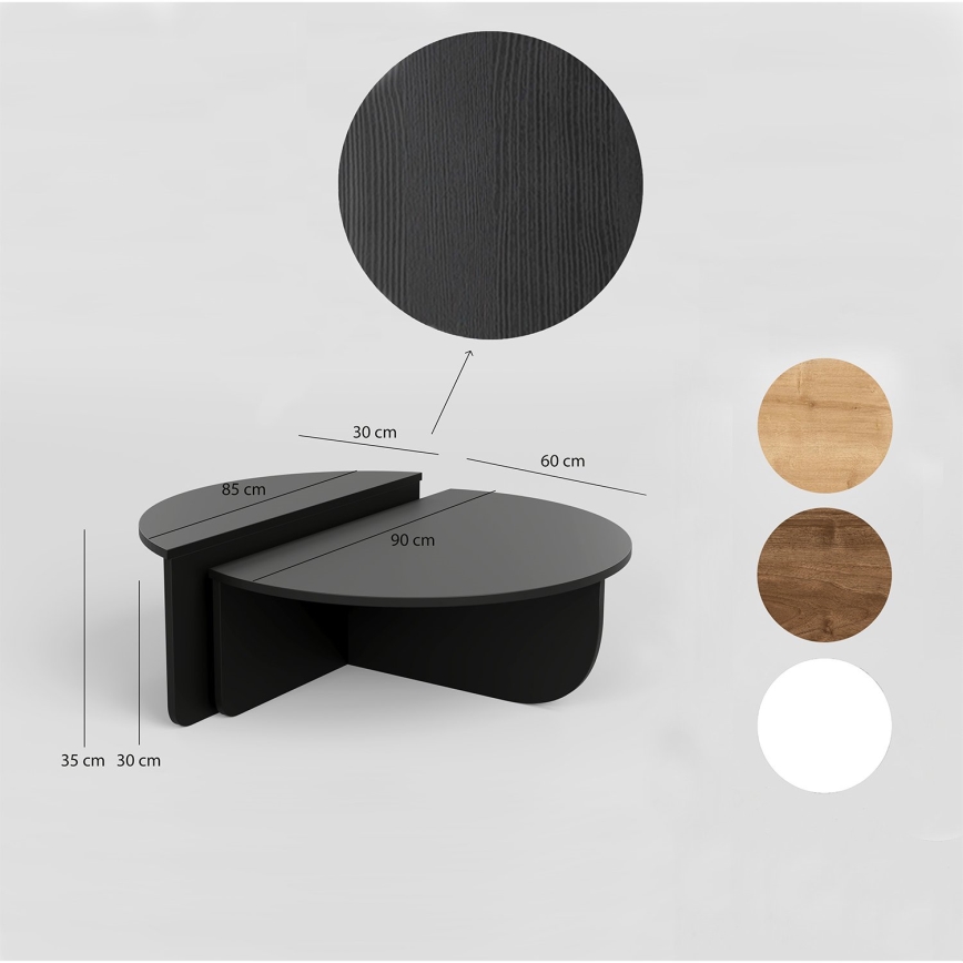 SET 2x Couchtisch PODIUM schwarz