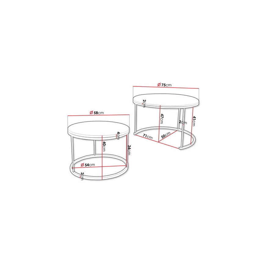 SET 2x Couchtisch RABEN schwarz/golden Eiche