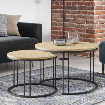 SET 2x Couchtisch RAGNAR schwarz/golden Eiche