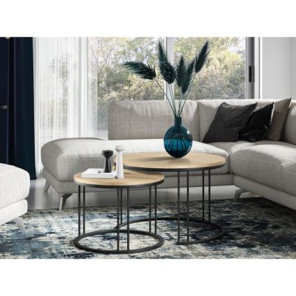 SET 2x Couchtisch RAGNAR schwarz/golden Eiche