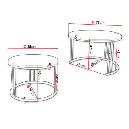 SET 2x Couchtisch RAGNAR schwarz/golden Eiche