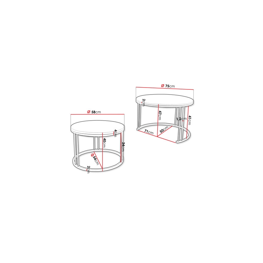 SET 2x Couchtisch RAGNAR schwarz/golden Eiche