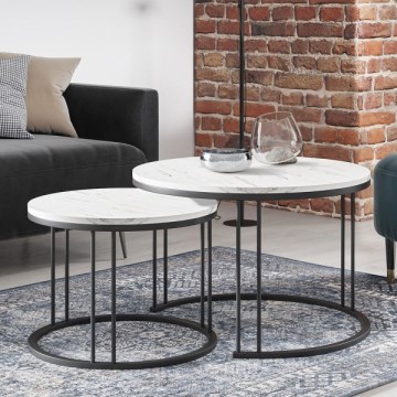 SET 2x Couchtisch RAGNAR schwarz/weiß