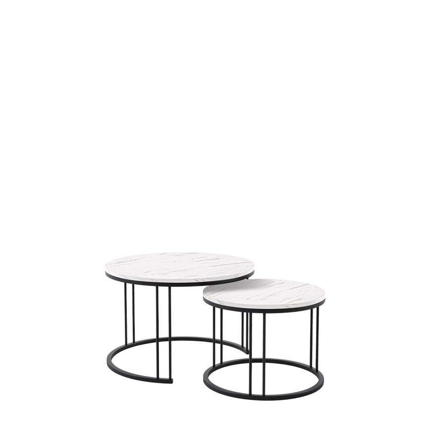 SET 2x Couchtisch RAGNAR schwarz/weiß